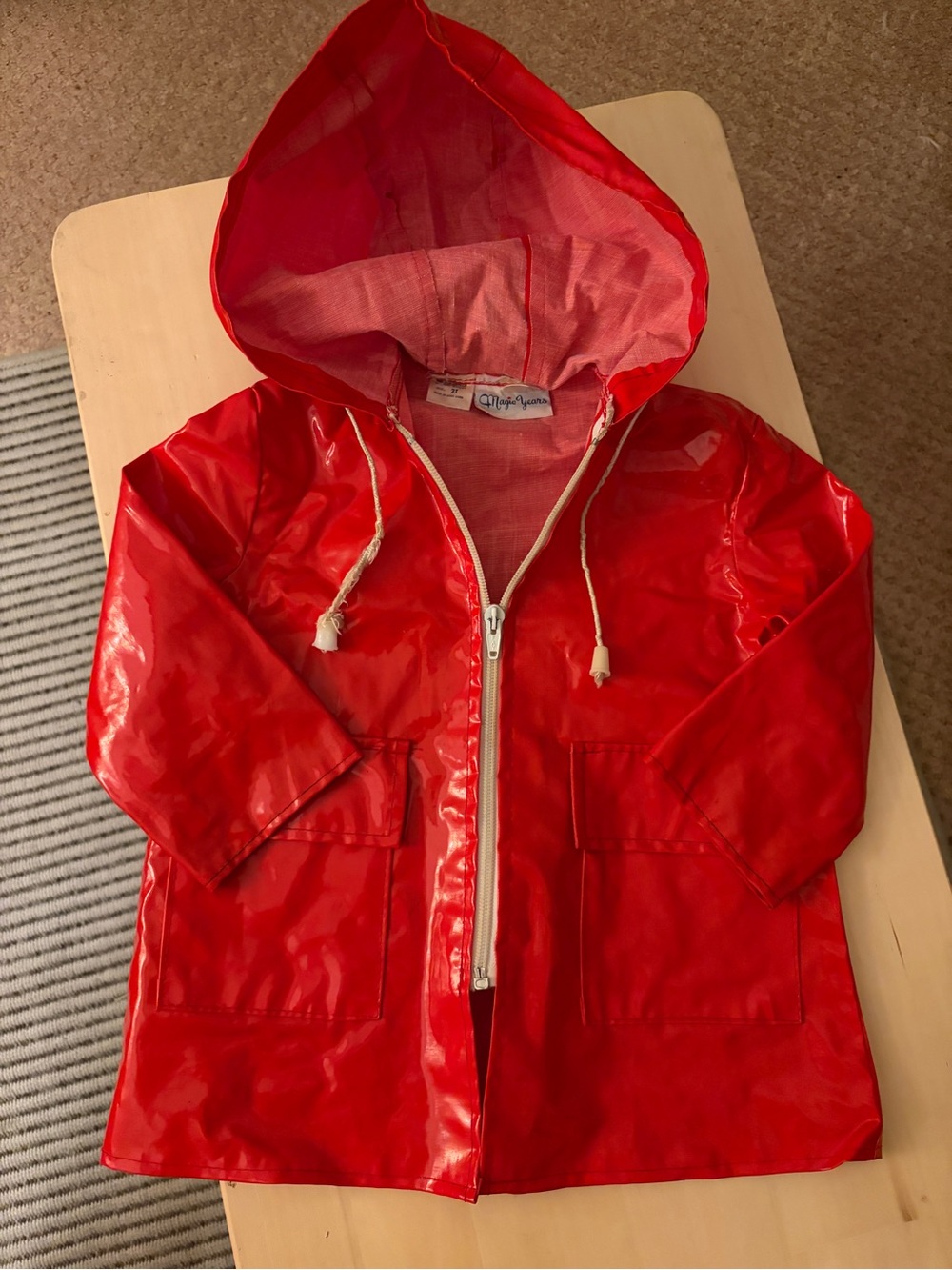 Vintage Children's Red Hooded Raincoat by Magic Years